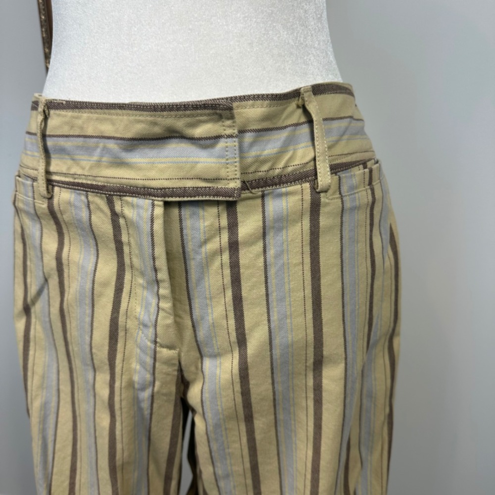 Y2K J.Crew Brown and Light Blue Striped Cropped Pants - SIZE 10 Preppy - Picture 3 of 6